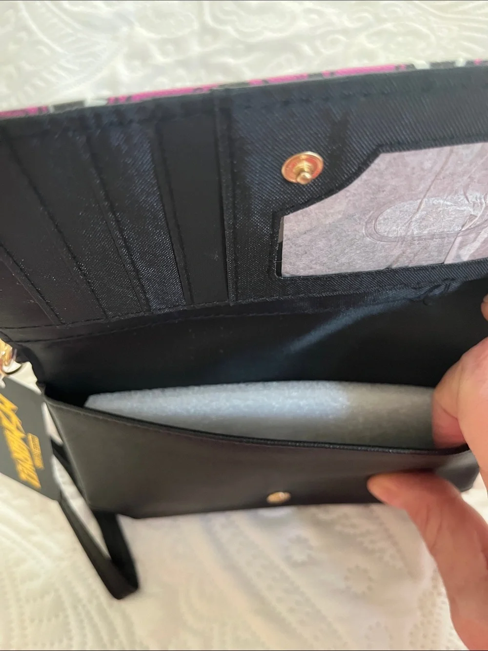 Marvel Pink Graphic Zip Wristlet Wallet with Gold Accents